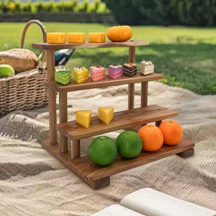 Cupcake Tower 4 Tier Appetizer Serving Tray And Platters Wooden Fruit Dessert Display Stand For Wedding Party