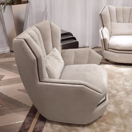 European Style Contemporary Corner Sofa Set SF2039 Gold Trim Solid Wood Frame