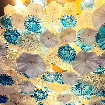Lotus Leaf Custom Glass Chandelier Hotel Villa Living Room Pendant Light Clubhouse Banquet Exhibition Hall Bar Creative Lamp