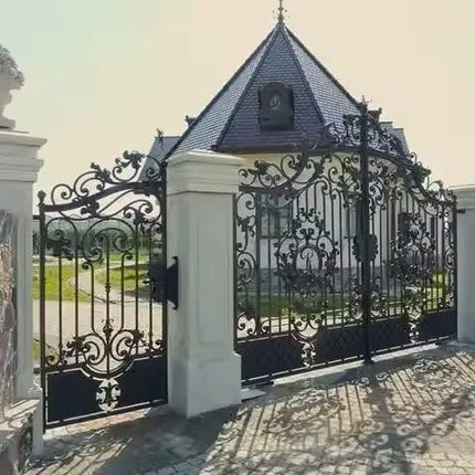 Outdoor Double House Garden Security Grill Wrought Iron Sliding Door Gate Design