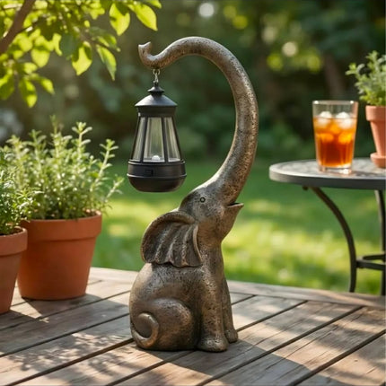 IP44 Solar Powered Outdoor Garden Elephant Statues Perfect Christmas Gift For Women Courtyard Sculpture Landscape Decor Light