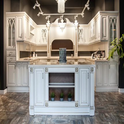 Rustic Style Solid Wood Classic Kitchen Furniture with Custom Island Cabinet