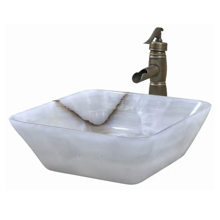 Bathroom Square Stone Basin Natural Jade Sink WashBasin White Onyx Marble Simple European Art Basins Small Apartment Luxury Sink