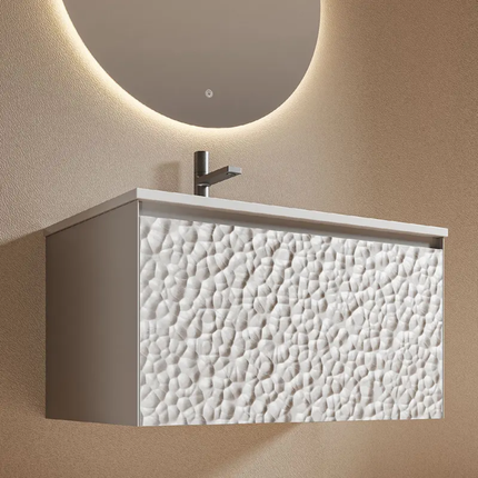 Customized Latest Design Water-Resistant Wall-Mounted Bathroom Vanity with Single Basin Countertop