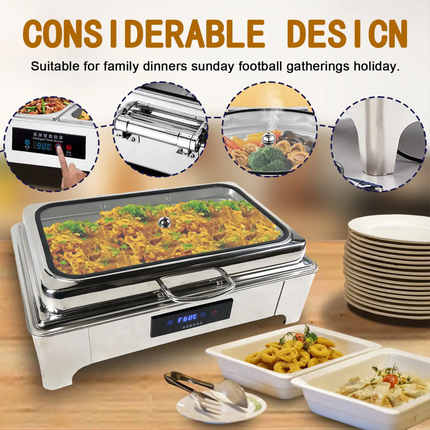 New Customizable Stainless Steel Electric Food Warmer-Large Capacity Buffet Heating Pot With Temp Display For Hotel Catering