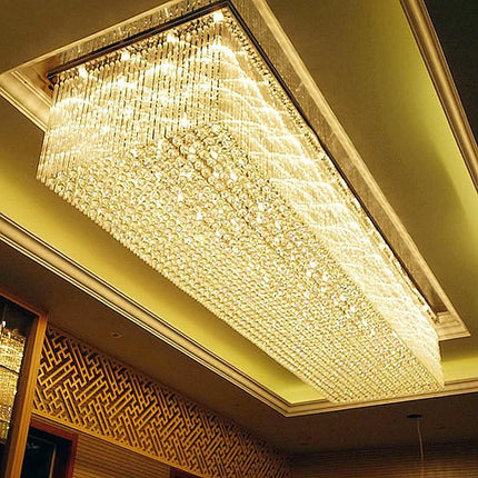 Modern Living Room Square Crystal Lamp Hotel Lobby Luxury Engineering LED Ceiling Chandelier
