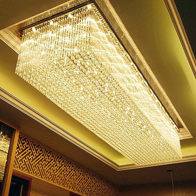 Modern Living Room Square Crystal Lamp Hotel Lobby Luxury Engineering LED Ceiling Chandelier
