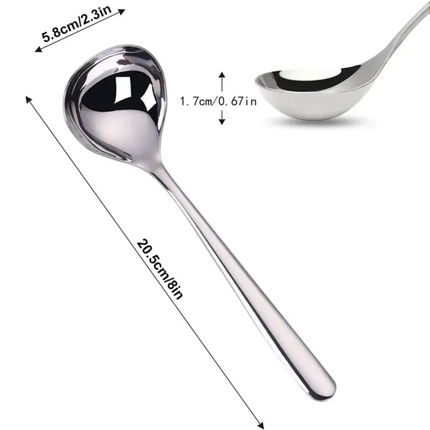 8inch Stainless Steel Mirror Polish Modern Luxury Large Serving Ladle Soup Spoon For Cooking Business Gifts With Custom Logo