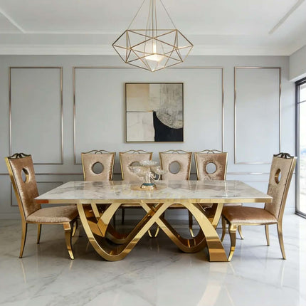 Dining Room Furniture Luxury Marble Modern Dining Table Set 6 8 Chairs Wedding Party Banquet Tables Dining Room Table For Events