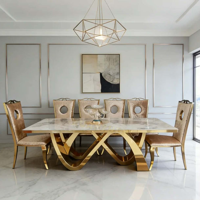 Dining Room Furniture Luxury Marble Modern Dining Table Set 6 8 Chairs Wedding Party Banquet Tables Dining Room Table For Events