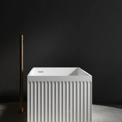 Freestanding Artificial Stone Bathtub Portable Soaking Solid Surface Acrylic Tub
