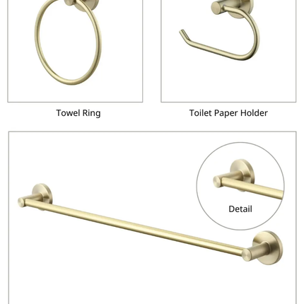 3-Piece Matte Gold Bathroom Accessory Set Wall Mounted Bathroom Hardware