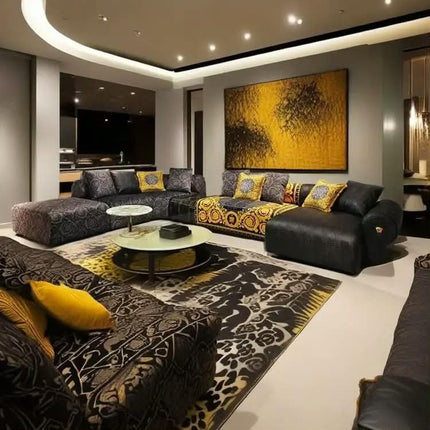L-Shape 7-Seater Modern Luxury Sectional Sofa Premium Leather Modular Velvet Living Room Set Home Furniture