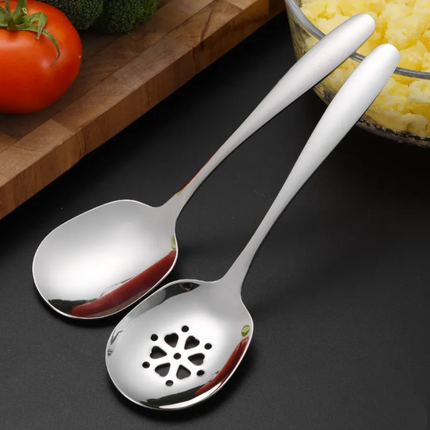 High Quality Customizable Stainless Steel 304 Round Soup Spoon Big Metal Soup Spoon Slotted Spoon for Buffet
