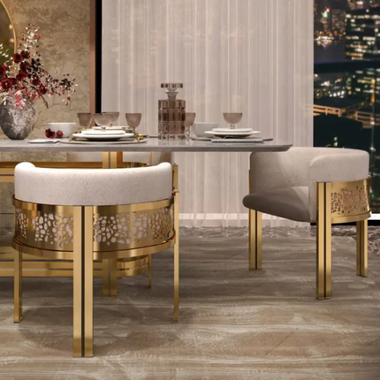 Modern Exclusive Curved Velvet Chair – Gold Stainless Steel Frame, Stylish Accent Seating for Home, Hotel, Cafe and Club