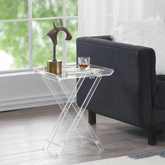 Modern Acrylic Side Table Clear Plastic End Table Minimalist Small Coffee Table For Living Room Furniture