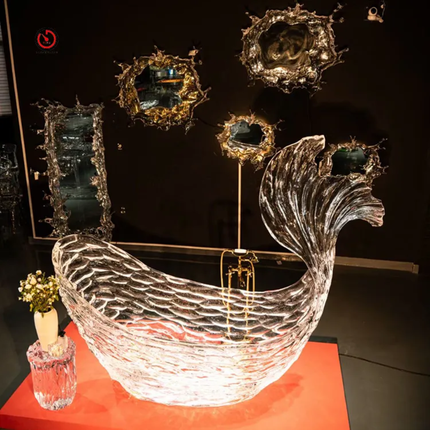 Fish Shape Personality Creative Outdoor Platinum Crystal Transparent Adult Bathtub For Hotel