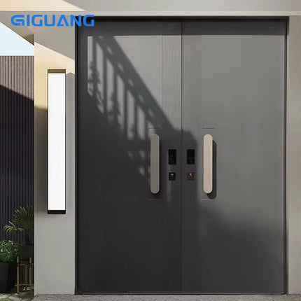 QIGUANG America Style Multilock Villa Entrance Front Cast Aluminum Door Security Luxury Black Security Entry Pivot Door For Home