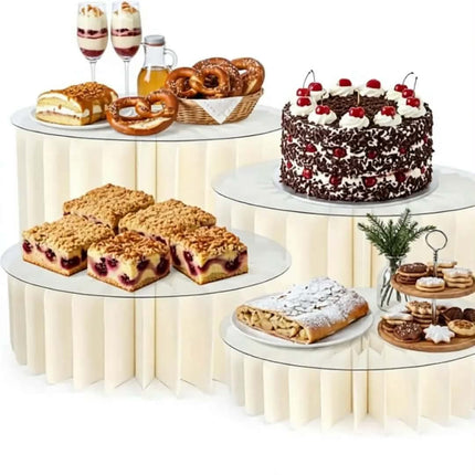 Cosmo Celebration Display Stand Set 4-Height-Adjustable Risers Lightweight Sturdy PVC Panels Foldable Buffet Pedestal Dessert