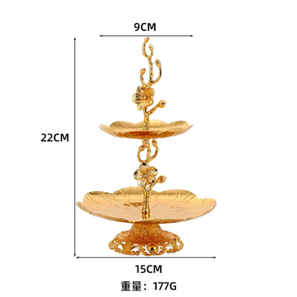 Nordic Style Double Layer Fruit Tray Creative Candy Rack Golden Cake Stand For Home