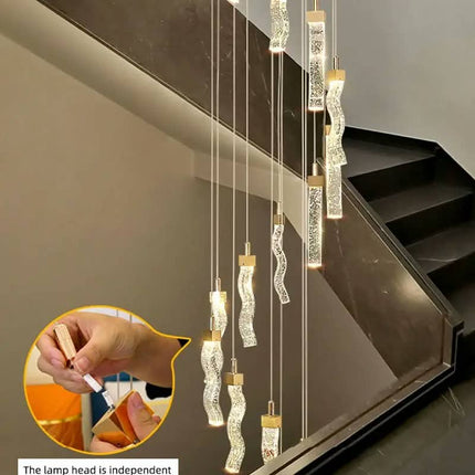 LED Chandelier Lighting Duplex Rotating Staircase Postmodern Creative Pendant Lamp Dining Living Room Hanging Lights