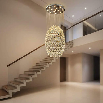 Custom Oval Large Luxury Project Staircase Chandelier Wedding Hall Decoration Chandelier Hotel Villa