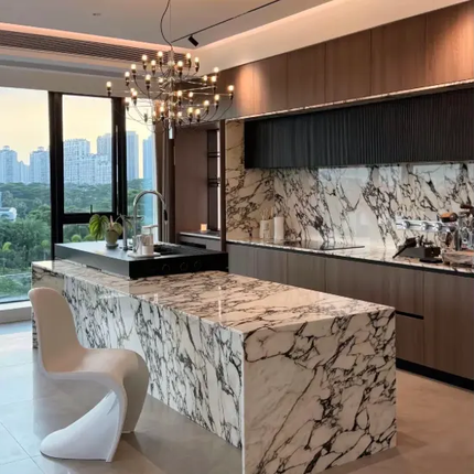 Modern L-Shaped White Kitchen Cabinet Set With Open Shelving