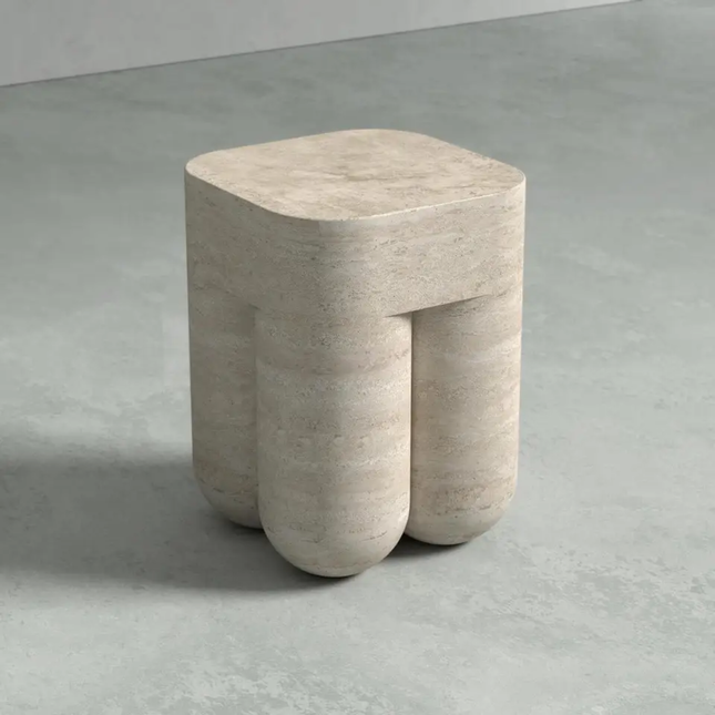Modern Luxury Creative Travertine Side Table Natural Marble Cube Plinth for Living Room Home Decor Coffee Tables