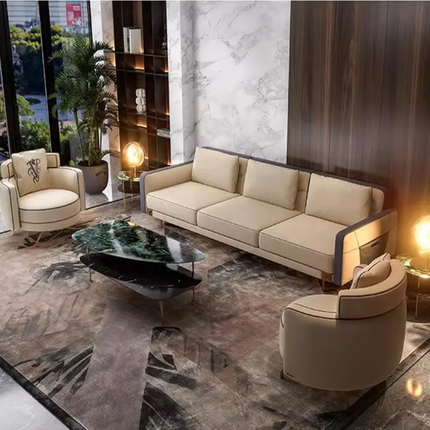 Italian Luxury Single Swivel Sofa Modern Simple Design Solid Wood Base Fabric Eco-Friendly Durable