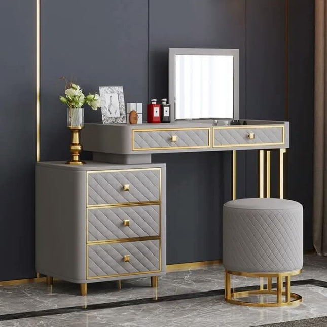 High Class Leather Dressing Table With Mirror Designs Dresser Luxury Bedroom Vanity Makeup Vanity Table Set