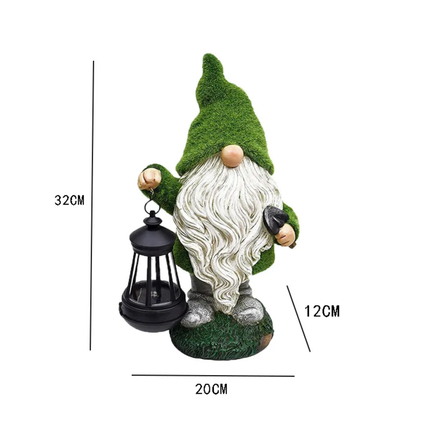 LED Outdoor Light With Lantern Waterproof Solar Resin Crafts Garden Yard Dwarf Statue