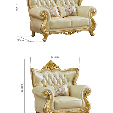 European Design Modern Luxury Style Royal Genuine Leather Sofa Couches Set Single 2 3 Seater Living Room Live Sofas Furniture