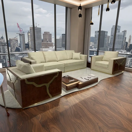 Italian Luxury Large Living Room Sectional Sofa Set Visionnaire Babylonia Fabric Tree Knot Gold Stainless Steel Decoration