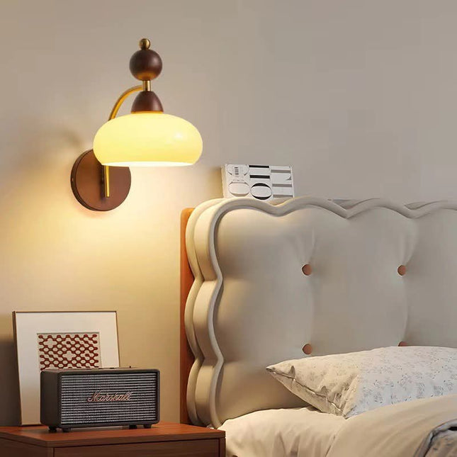 French-Style Vintage Bedroom Headboard, Retro and Simple American-Style Living Room Corridor,All-Copper Linen Wall Lamp