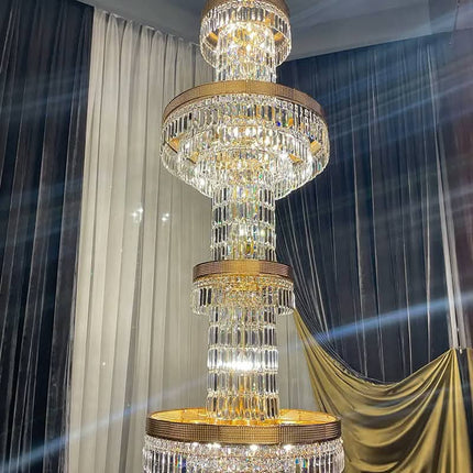 Modern Luxury LED Hanging Stairwell Villa Hotel Lobby Crystal Light Hotel Lobby Staircase Crystal Chandelier Pendant Light