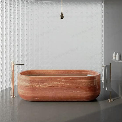 Premium Natural Marble Bathtub Hand Polished Freestanding Tub For High Grade Villa Apartment Bathroom Space