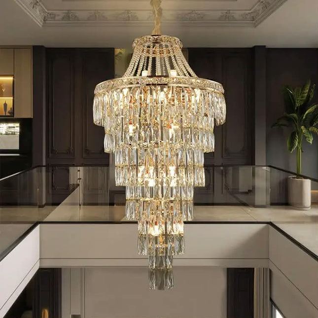 Modern Custom Luxury Chandelier Villa Home Hotel Gold Long Stair LED Crystal Pendant Light