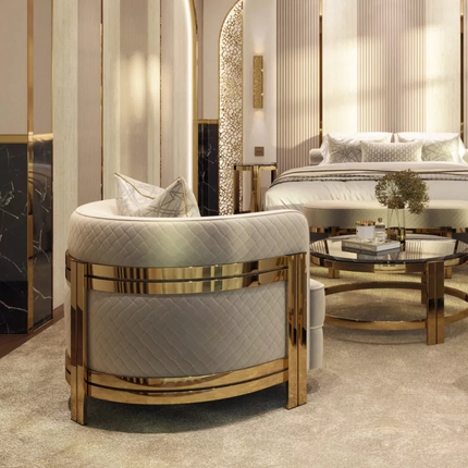 Golden Elegance Single Chair - Premium Stainless Steel Design
