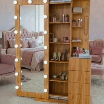 MIodern MDF Makeup Vanities Different Color Customized Dressing Table with Lighted Mirror  Storage Cabinet  Bedroom Furniture