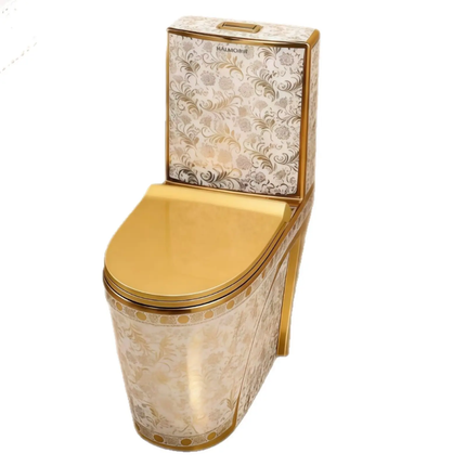Superior White Gold Ornate Toilet Italian Design Beautiful Functional Artwork Masterpiece