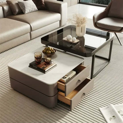 Made of concrete Luxury Modern Square Stone Coffee Table Simple Rock Tea Table For Living Room Center Table Home Furniture Durable Tables