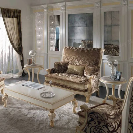 Victorian Royal Velvet Sofa Premium Elegant Handcrafted Wooden Oak Living Sofa Furniture French Carved
