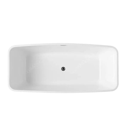 Minimalist Style Modern Freestanding Square Artificial Stone Soaking Bathub with Integrated Design & Drainer