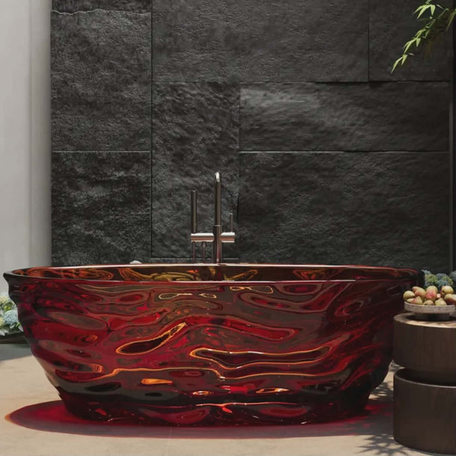 Textured Transparent  Resin Bath Italian Design Exclusive Modern Space Masterpiece