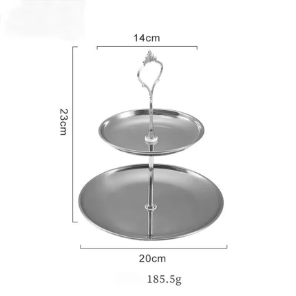 High-End Stainless Steel Gold Cake Stand Silver Snack Fruit Tray Dessert Display Stand Three-Layer