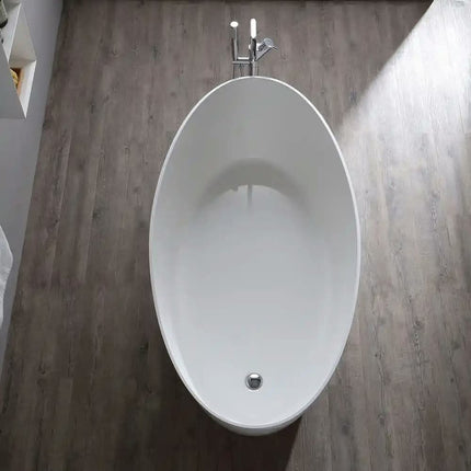 Factory Customized Beige Cream Bathtub Whirlpools Solid Surface Stone Bathtub for Home Bathroom Hotel