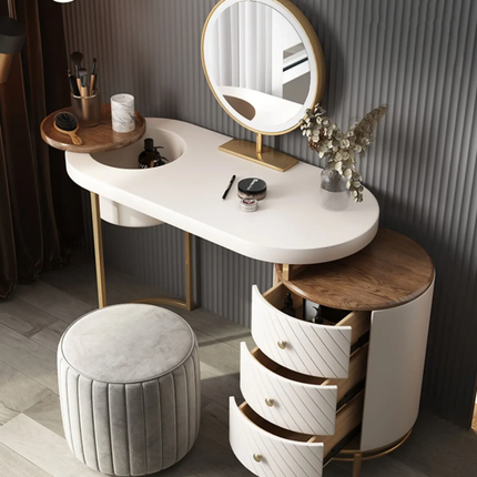 Modern Bedroom Furniture Make Up Table Set Make Up Vanity Table Gold Metal Frame Dressing Table