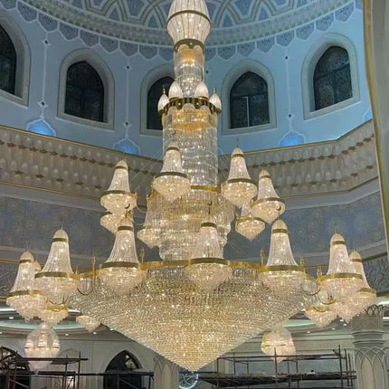 Modern Luxury Gold Crystal Oval Multilayer LED Chandelier Adjustable Height Remote Control High CRI 90 5-Year Warranty