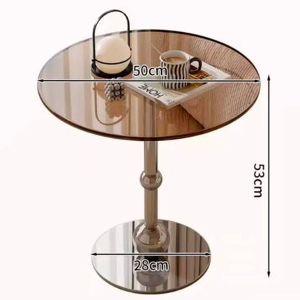 Light Luxury Creative Modern Glass Coffee Table Stainless Steel Base For Small Apartments Balcony Cream-style Minimalist Design