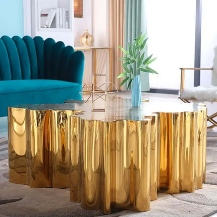 Modern Unique Design Tree Root Luxury Stump Golden Stainless Steel Coffee Table for Living Room Furniture